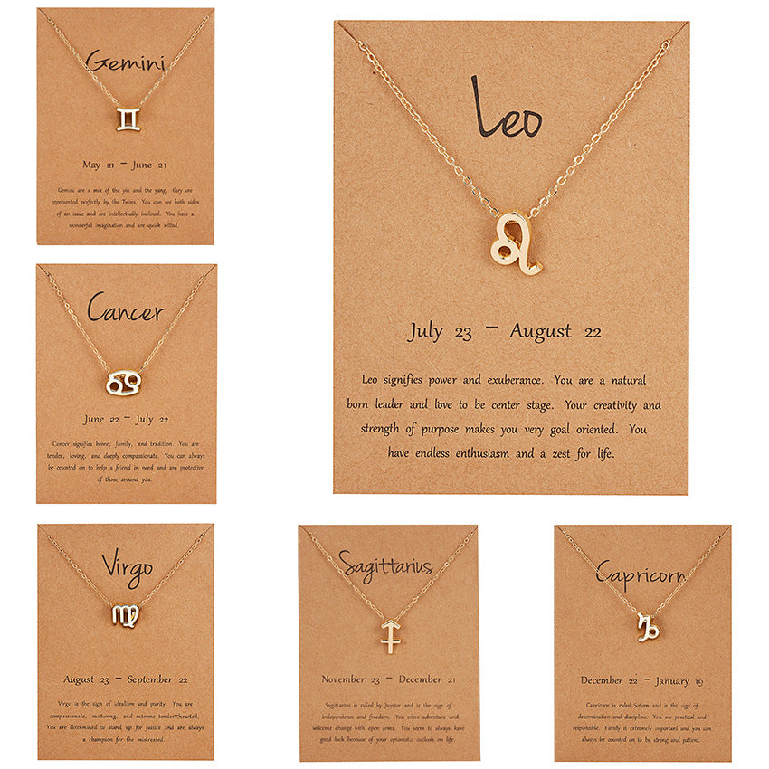 All 12 zodiac signs Chain with Card