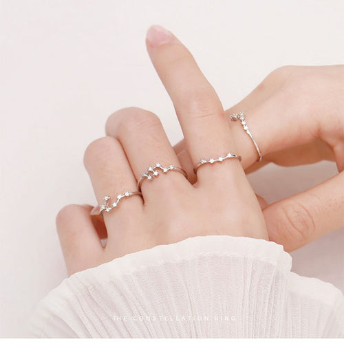 Adjustable Zodiac Copper Ring with Zircon